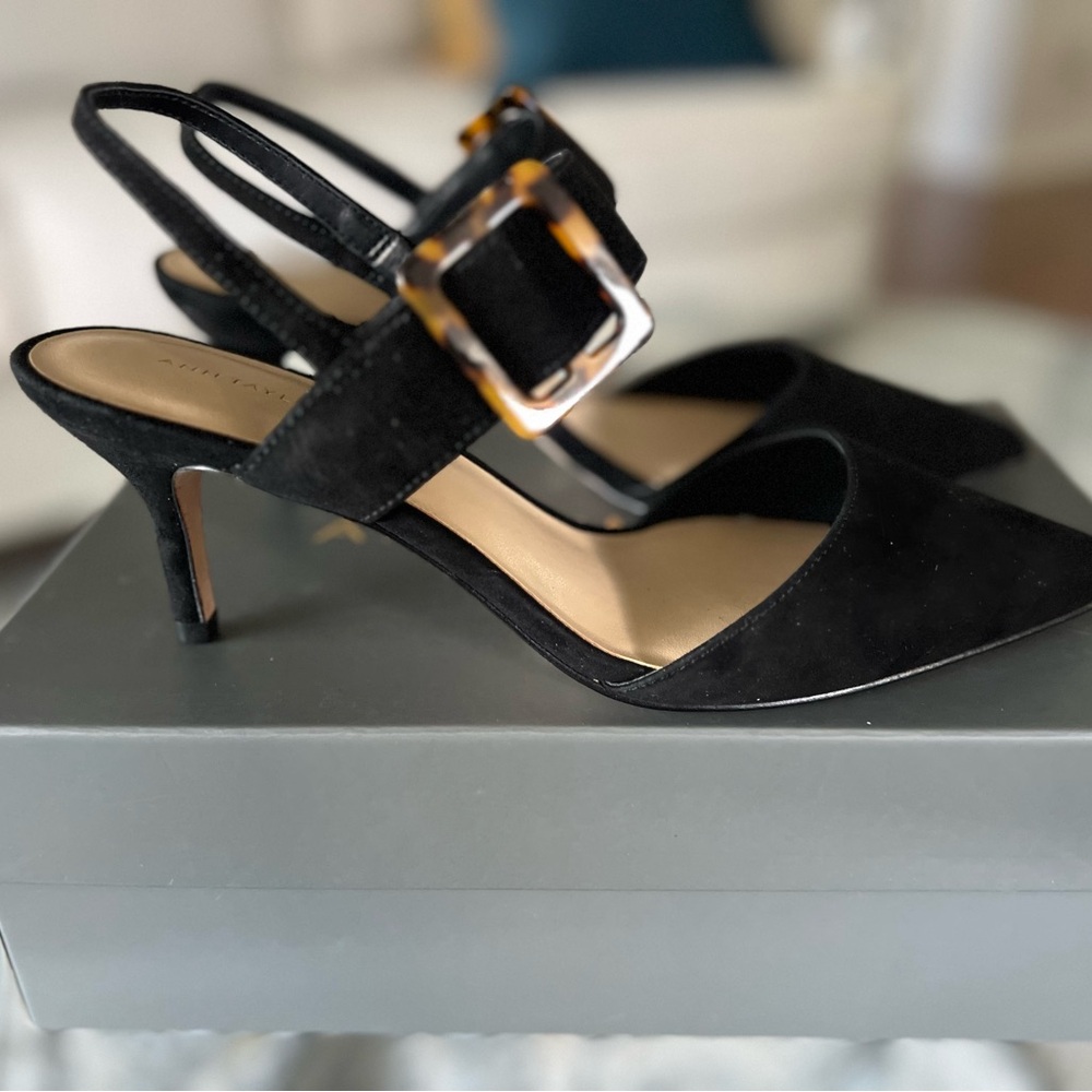Ann Taylor Black Slingback Heels